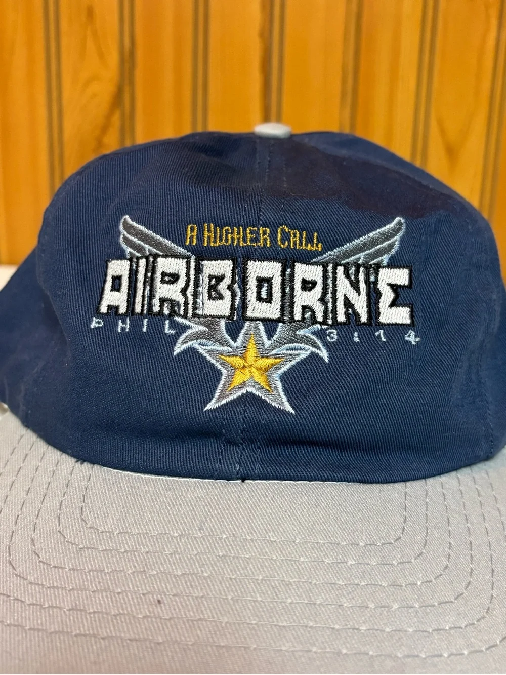 Airborne Embroidered Navy & Gray Cap